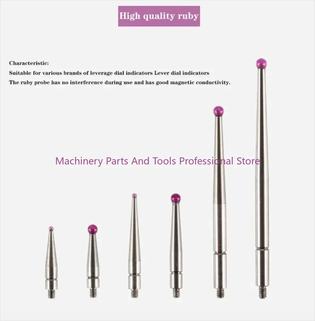 1 Stuk M1.4 M1.6 M1.8 M2 Draad 2Mm Kop Od 15Mm/44.5Mm Lengte Robijn Hoofd Pin Gauge Micrometer Tip Hendel Wijzerplaat Test Indicator Sonde