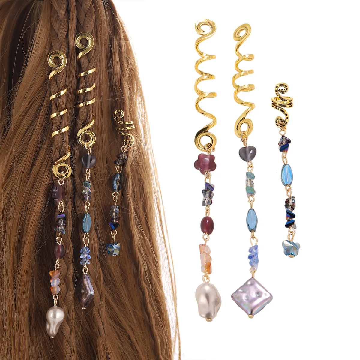 

Красочный хрустальный кулон, кольца для волос, дреды, аксессуары для укладки, зажим для манжет, коса для волос, грязная спираль, коса, бусины, шпилька, ювелирные изделия