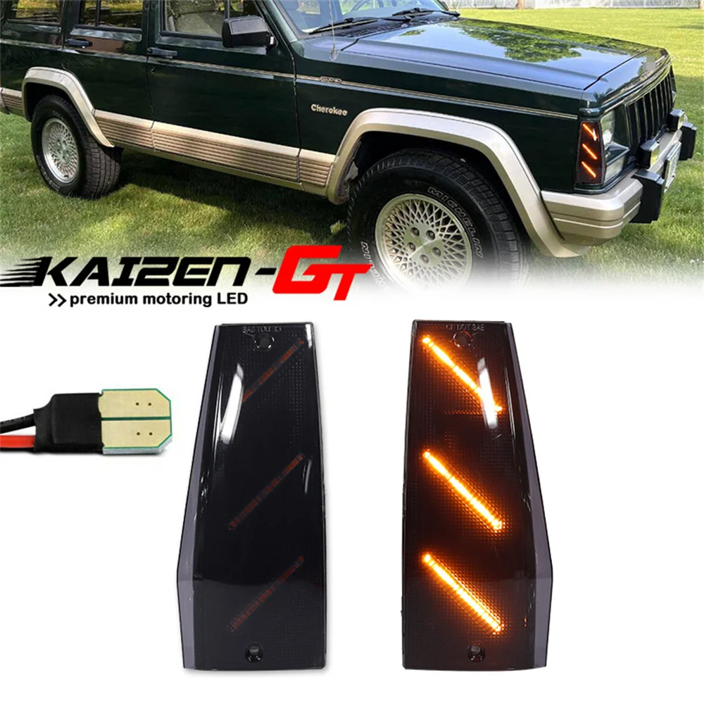 Front Bumper Side Marker Indicator Lights Turn Signal Lights Parking Light For Jeep Cherokee Comanche Wagoneer White / Amber LED