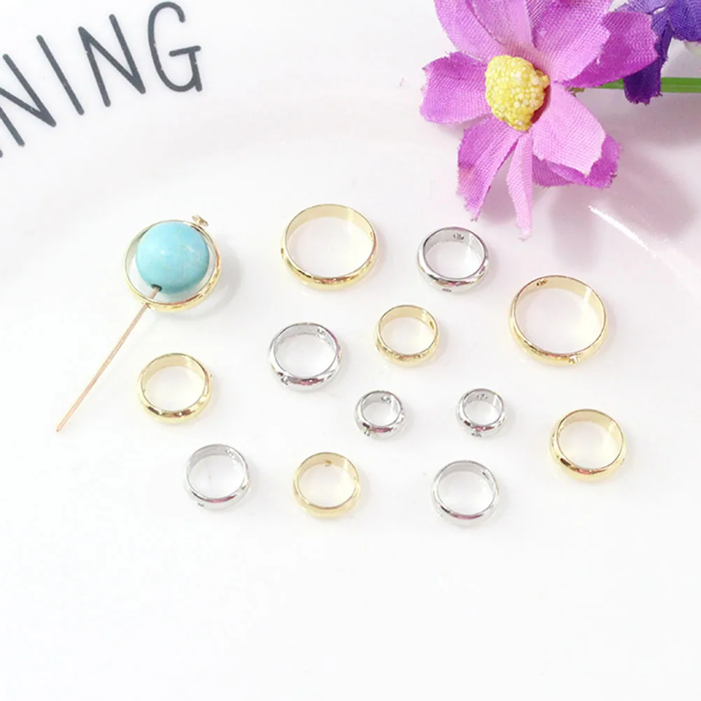 

20pcs Earrings Accessory Double Holes Circular Rings DIY Bracelet Accessory Metal Circular Rings (Silver Outside Diameter 6mm In