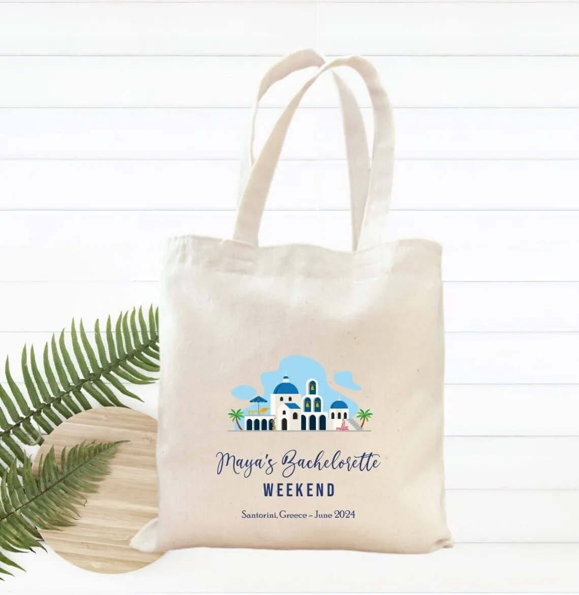 Santorini Destination Bachelorette Party Tote, Greece Beach Party Mini Tote, Santorini Wedding Party Favor, Greece Gift Bag