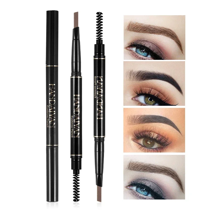 5 Color Eyebrow Pencil Double Head Automatic Rotating Waterproof Natural Makeup Long Lasting Eyebrow pen with Brow Brushes