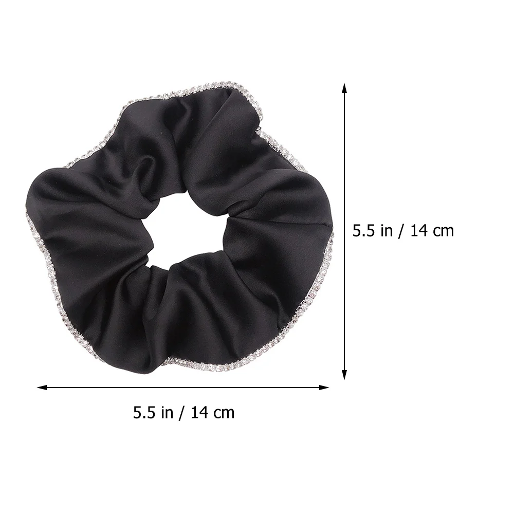 

Black Hair Ring Silk Scrunchies Smooth Texture Comfortable Elastic Girls Women Accessories Hairstyles Daily Use Parties Weddings
