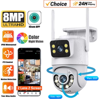 iCSee 4K 8MP PTZ HD Wifi Camera Outdoor 6MP Dual Lens Dual Screen AI Auto Tracking IP Camera CCTV Audio Video Surveillance P2P