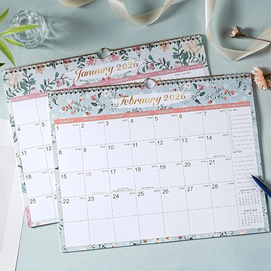 2026 Wall Calendar 2026 Calendar 12 Months JanDec Hanging Monthly Planner 14.8'' x 11.4'' TwinWire Binding Julian Dates Large W
