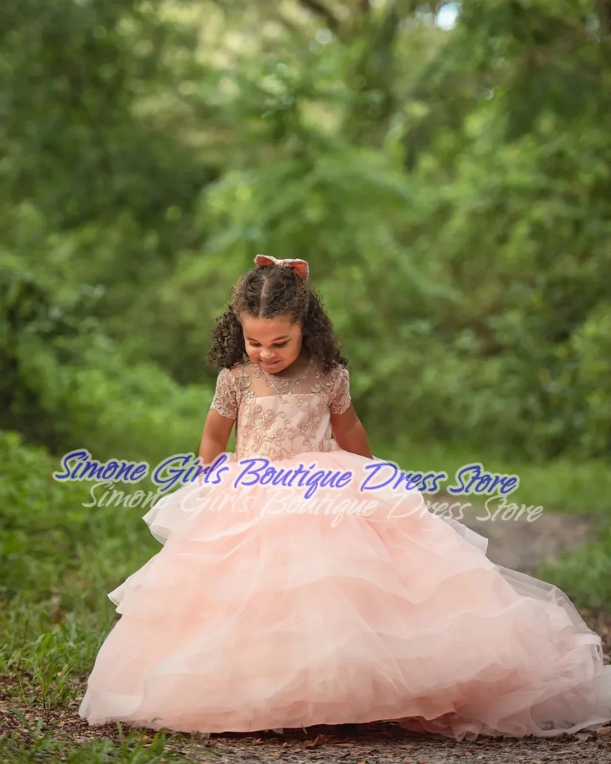Falda mullida con diseño recortado, decoración bordada, costura de encaje, vestido de flores para niñas, ceremonias de boda, actuaciones de baile