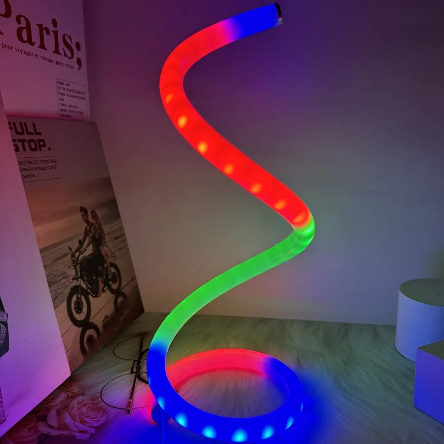 1pc Modern Acrylic Spiral RGB Magic Horse Desktop Decorative Table Lamp Simple Adjustable LED Table Lamp USB Power Supply