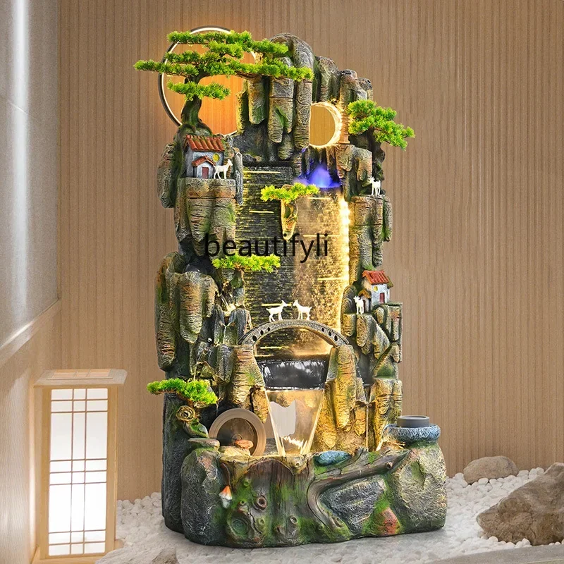 D80 New Chinese-style alpine and flowing water floor ornament indoor fountain landscape decoration housewarming D80