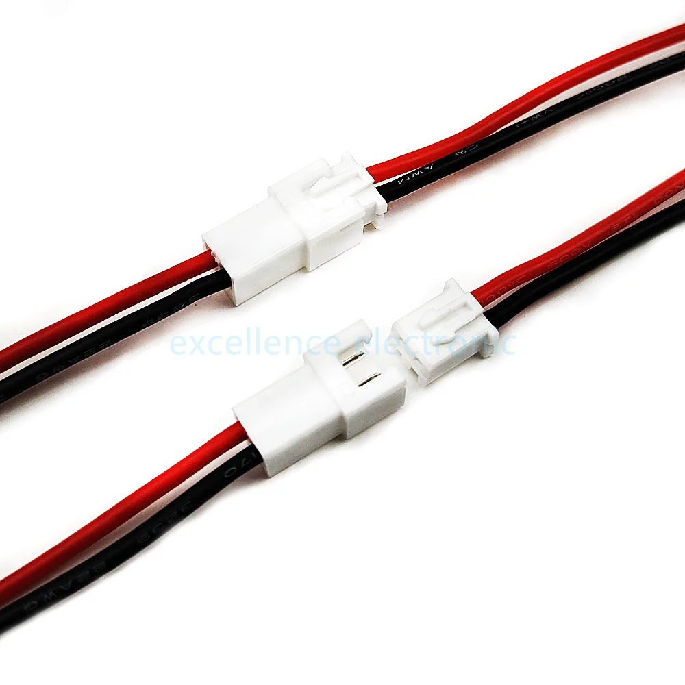 10Pairs JST XH 2.54mm 2PIN Soft silicon 22AWG Wire XH2.54 Female Male Connecting Plug Connector for Tiny Drone Battery Terminal