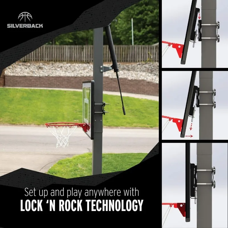 Junior Youth 33" Basketball Hoop with Lock ‘n Rock Mounting Technology Mounts to Round and Vertical Poles, Black (B84 image 4