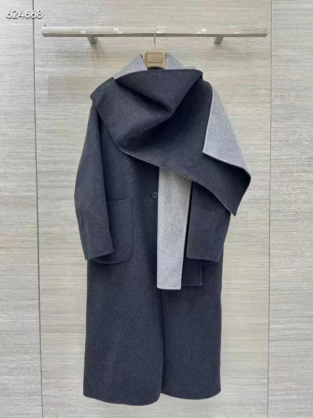 

Зимний новый элегантный, модный, атмосферный, простой и аккуратный дизайн шаль, длинное двустороннее нейлоновое пальто, женская одежда