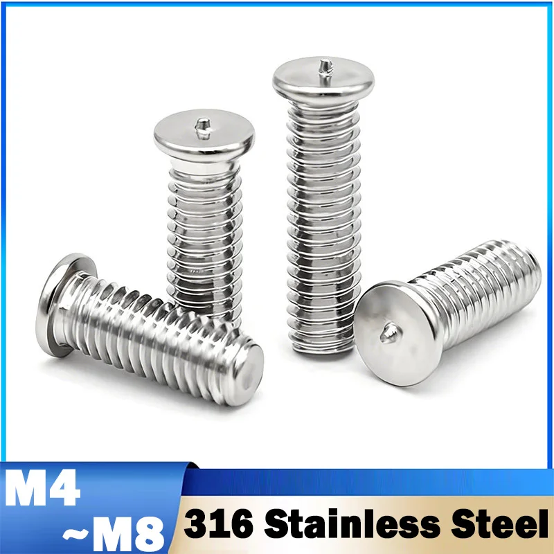 10~100Pcs M4 M5 M6 M8 316 Stainless Steel Spot Welding Screws Welding Stud Screws for Capacitor Discharge Spot Nails