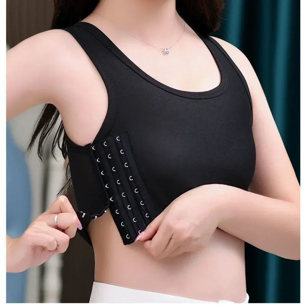 Women Breathable Chest Breast Binder Side Buckle Short Vest Tops Chest Binder Underwear Tank Tops Wireless Chest Wrap Bandage