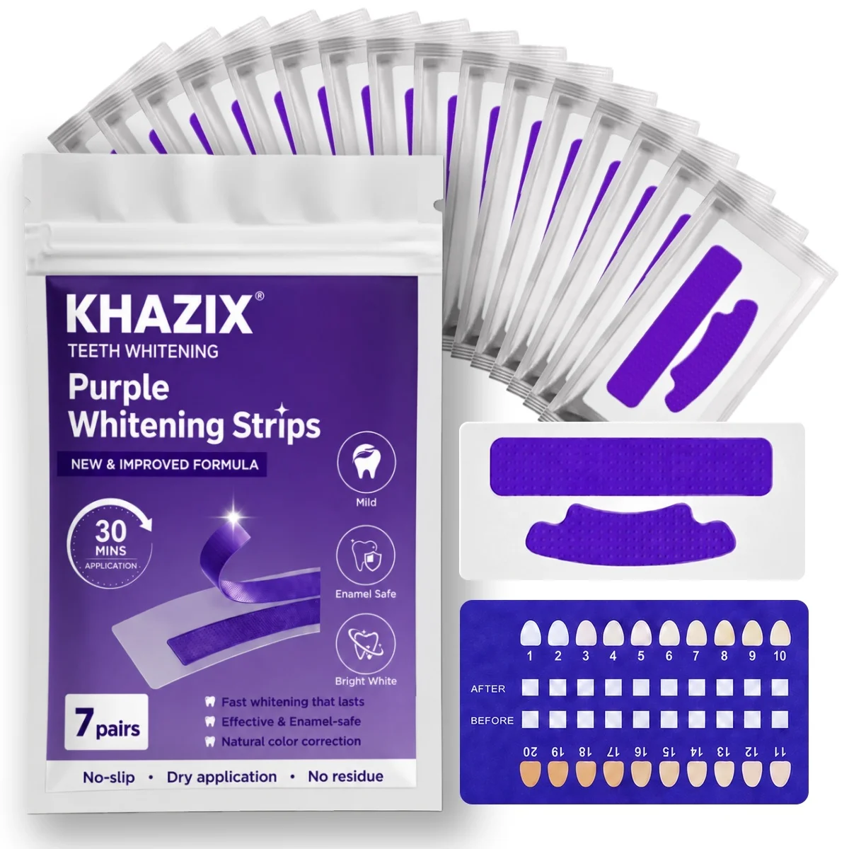 1/7 Pairs Teeth Whitening Strips for Whiter-Looking Smile, Flexible Tooth Strips Easy to Apply for Daily Cosmetic Care