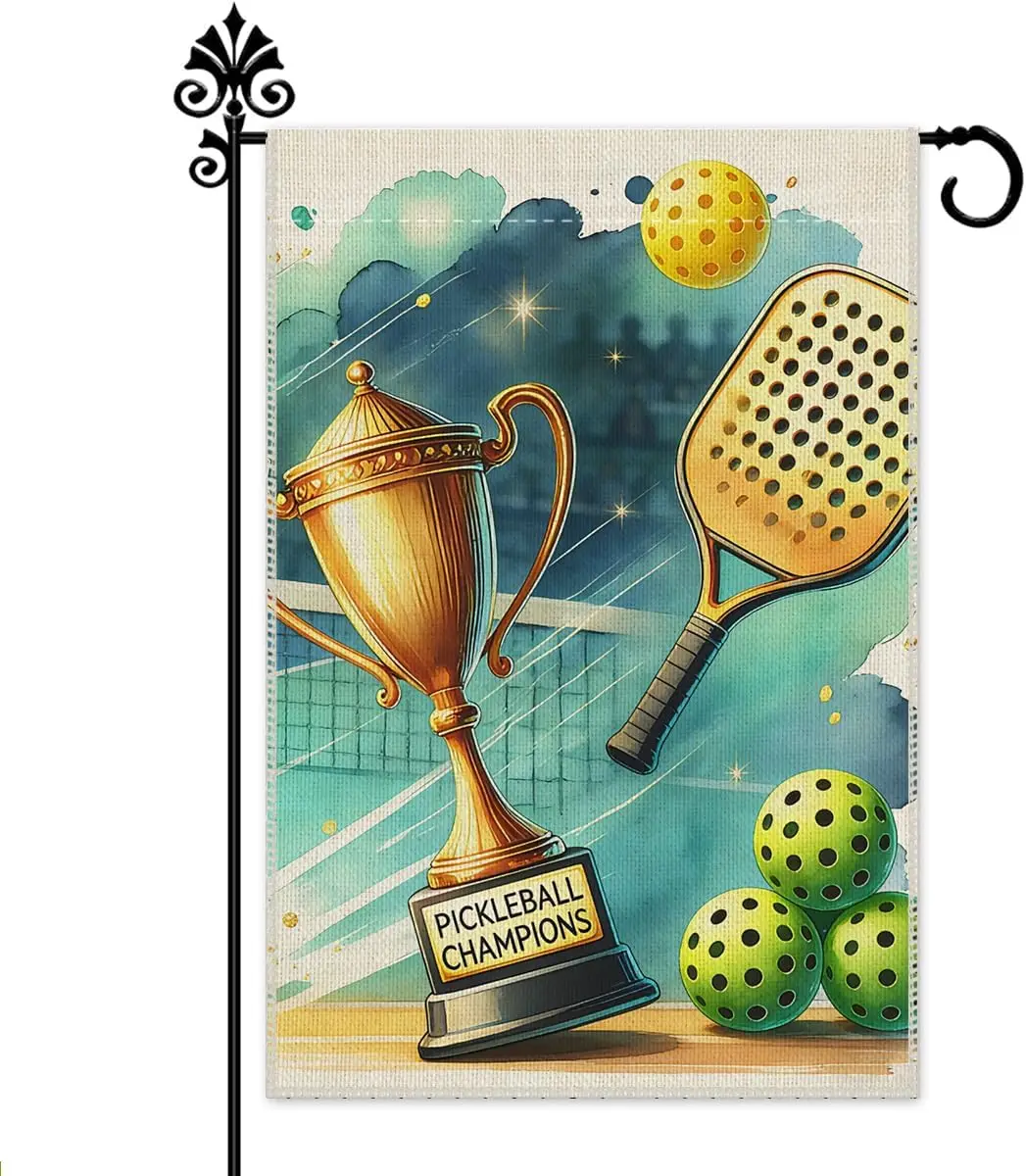 Pickleball Champions Garden Flag, 12x18 Inch Double Sided Farmhouse Holiday Yard Garden Lawn Patio Court Decor Flag