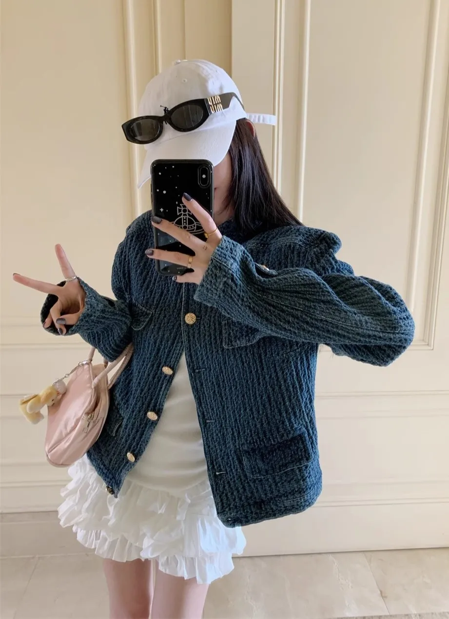 เสื้อแจ็คเก็ตทวีดโอเวอร์โค้ททรงโอเวอร์ไซส์สำหรับผู้หญิง ฤดูใบไม้ร่วง-ฤดูหนาว ประดับเลื่อม ผ้าขนสัตว์ มีเข็มขัด จับจีบ สไตล์วินเทจ แฟชั่น ผ้าชีฟอง ทรงเจ้าหญิง หลากสี