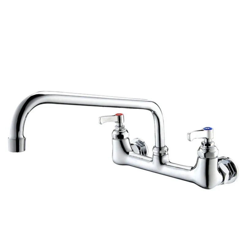 

Kitchen Sink Tap Rotation Total Brass Lead Free Pressure Boost Double Lever Wall Mounted Kitchen Sink Tap Mixer Chrome