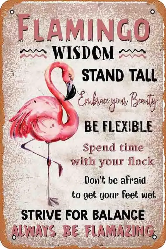 Vintage Flamingo Always Be Flamazing Poster Art Print Home Decor Gift For Family Friend On Birthday Metal Tin Sign Vintag