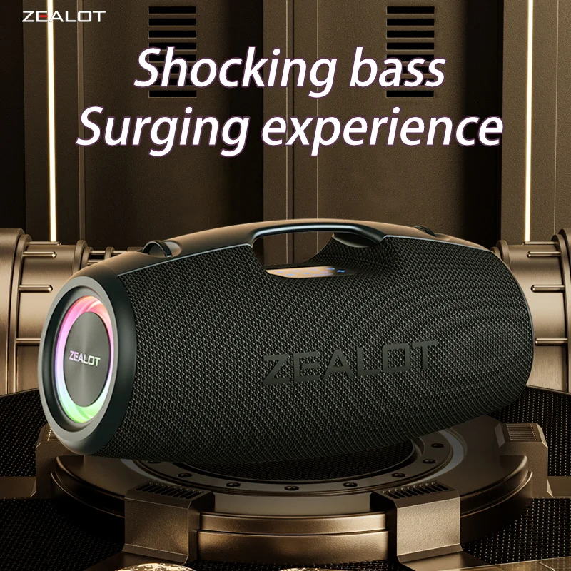 ZEALOT S78 100W Wireless Speakers,DSP Technology,4HORNS,RGB Light,Outdoor Portable,24000mAh ，48 Hours Playtime Loud Stereo.