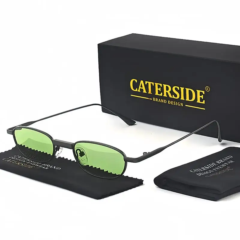 CATERSIDE Polarisierte kleine Sonnenbrille für Herren, rechteckig, Punk-Markendesign, Sonnenbrille für Damen, zum Fahren, für Partys, Urlaub, Geschenke – Detail 6