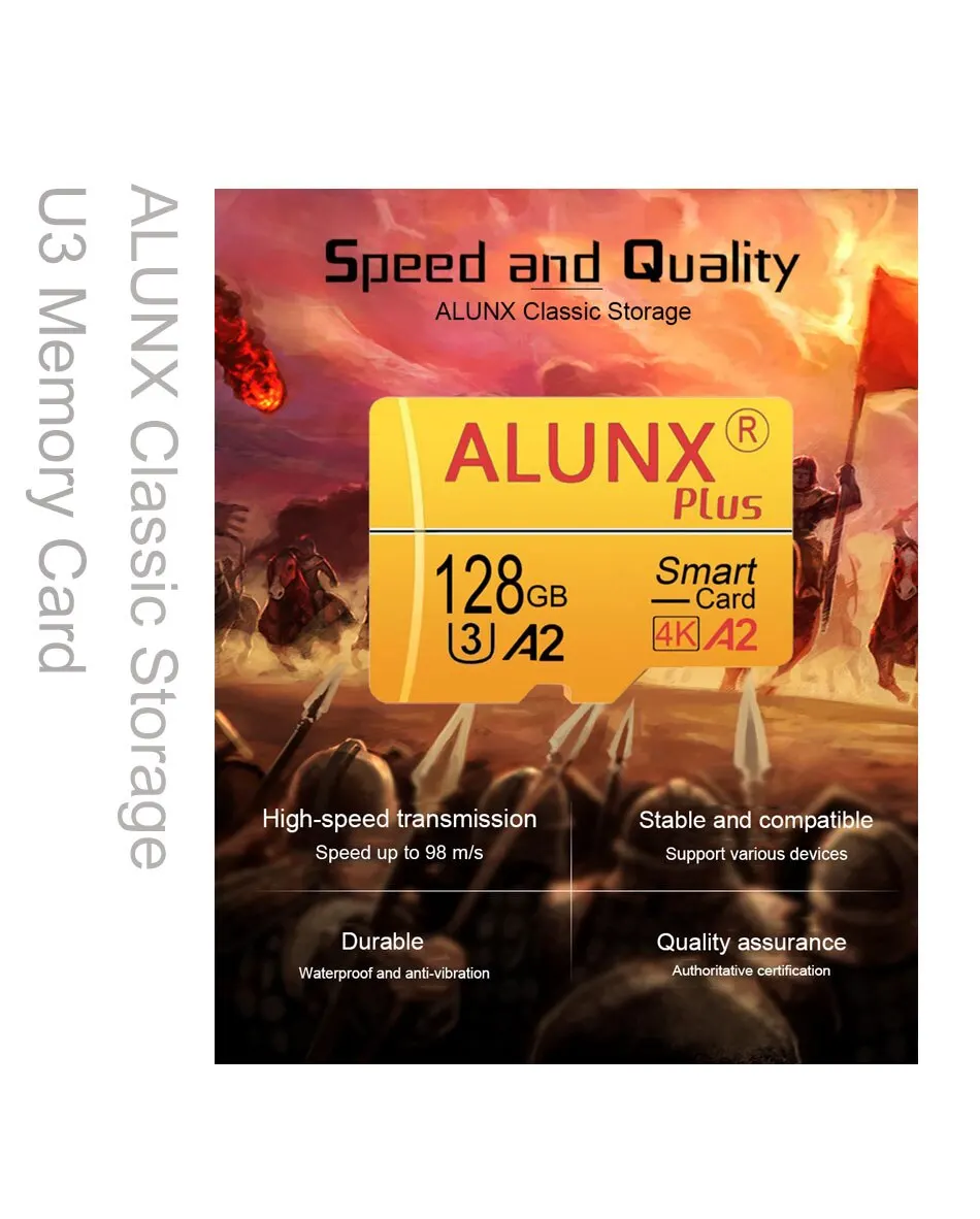 ALUNX 100% Genuine Micro TF SD Card 256G U3 128GB 64GB 32GB Memory Card Flash Class 10 Support Mobile Phones UAV Etc Card Reader