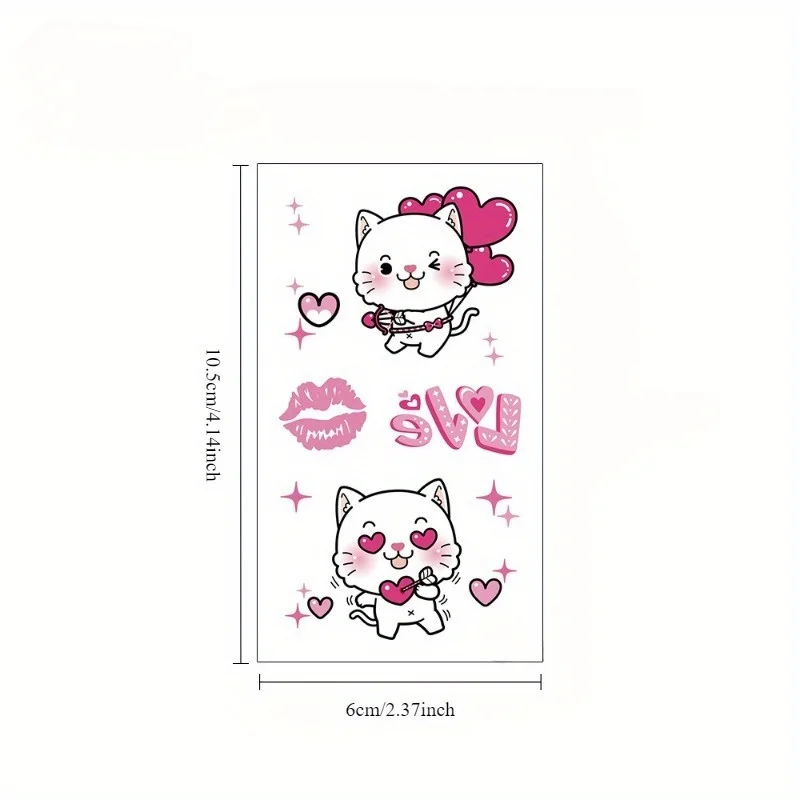 5 pcs Valentine's Day Luminous Temporary Tattoo Suit，Luminous Love Theme Design，Plastic Material，Suitable14over Age