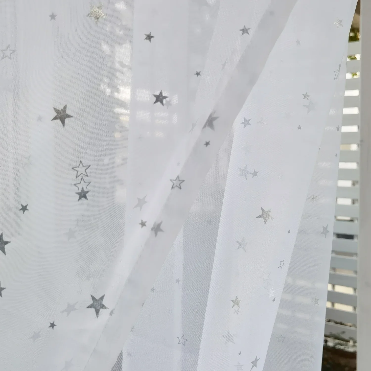 Shining Stars Curtain Baby Room Cartoon Sheer Fabric Transparent Kitchen Small Window Drape Treatment Cortinas T&234#30