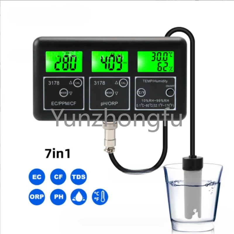 BLE-3178 Water Quality Detector PH/EC/TDS/CF/ORP/RH/Temperature Online Monitor Fish Tank Farming