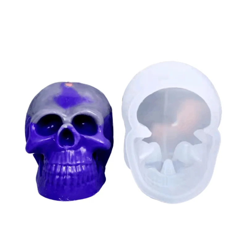 Aouke Skull Candle Silicone Mold Epoxy DIY Desktop Ornament Decorative Gypsum Soft Pottery Clay Tool Skull Silicone Mold
