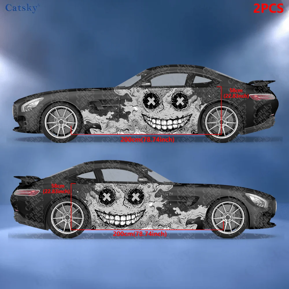 2pcs X eyes grinning expression splash sticker, suitable for cars and trucks, durable, fade-resistant, easy to install and remov