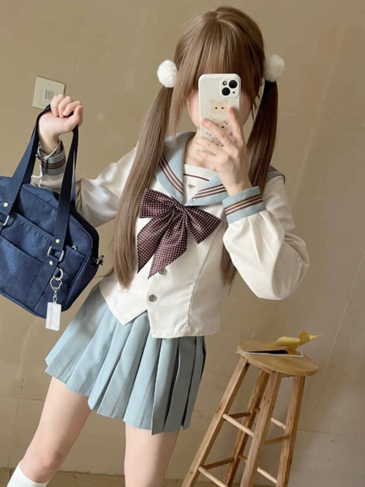 Original Mint Milk een ยาว Sve ชุดกะลาสีชุดเอว Cinching Slimming JK orm โรงเรียน orm Mid-Term แบรนด์จีน