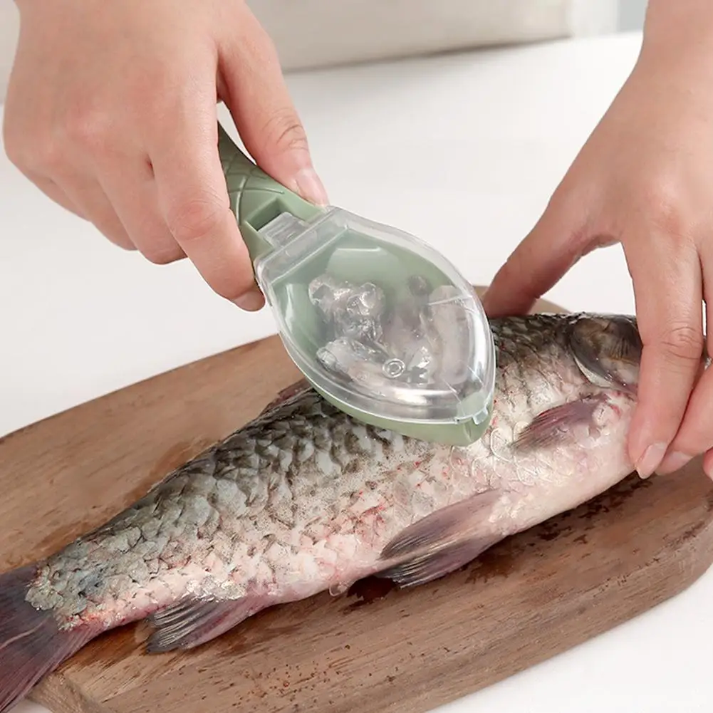 

Fish Scales Graters Scraper Fish Cleaning Tool Scraping Scales Tool Home Fishing Kitchen Pesca Device Cover with Cooking Ta C5D2