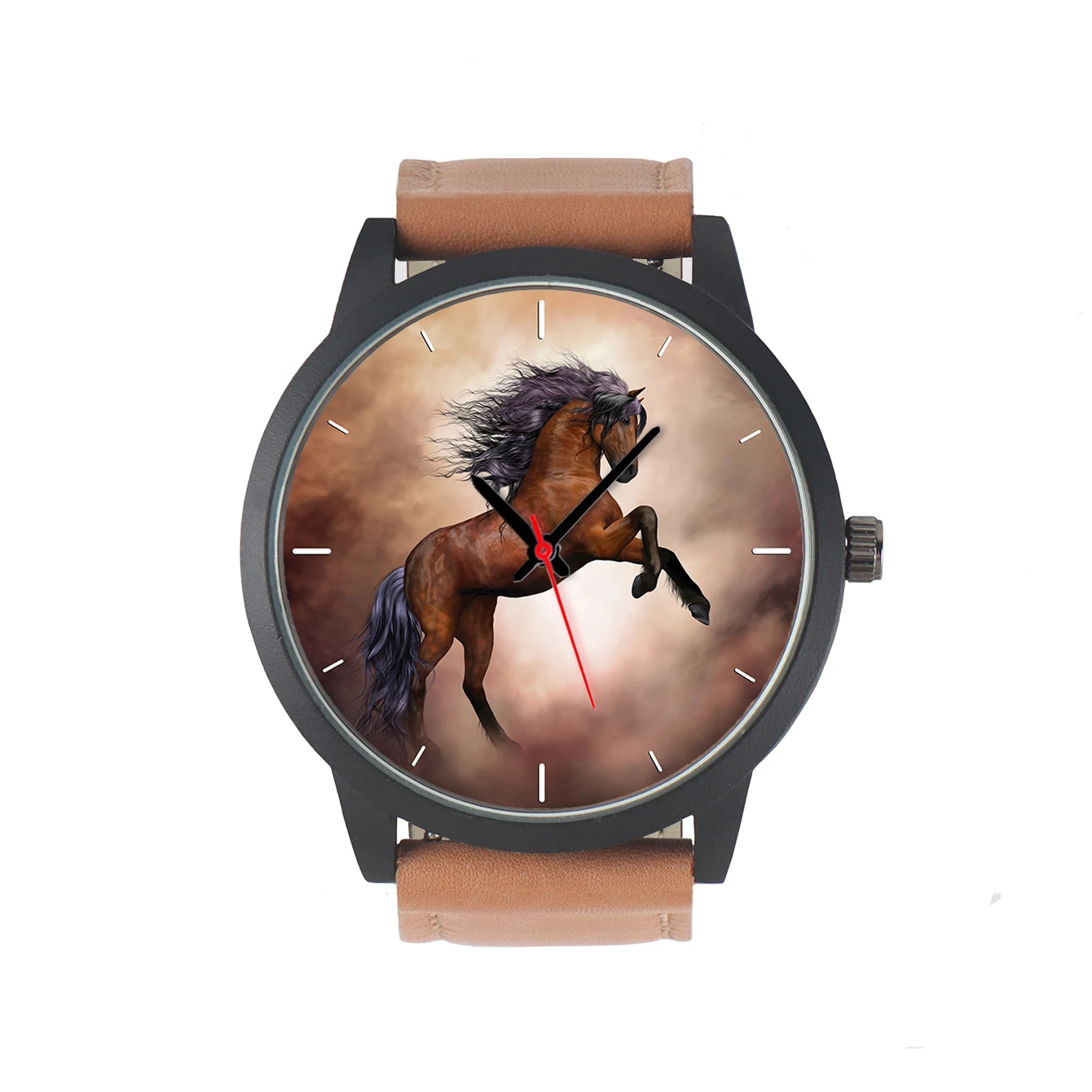 2024 Customize Quartz Wrist Men's Watch 3Hands Horse Steed Mustang Design  Punk Cool  Style Scarves Gift Souvenir