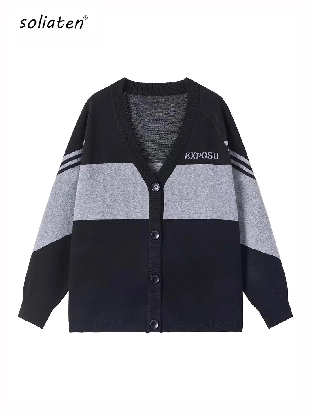 Women Fashion Oversized Loose Knit Cardigan Sweater Vintage Long Sleeve Button-up Female Outerwear Chic Tops C-218