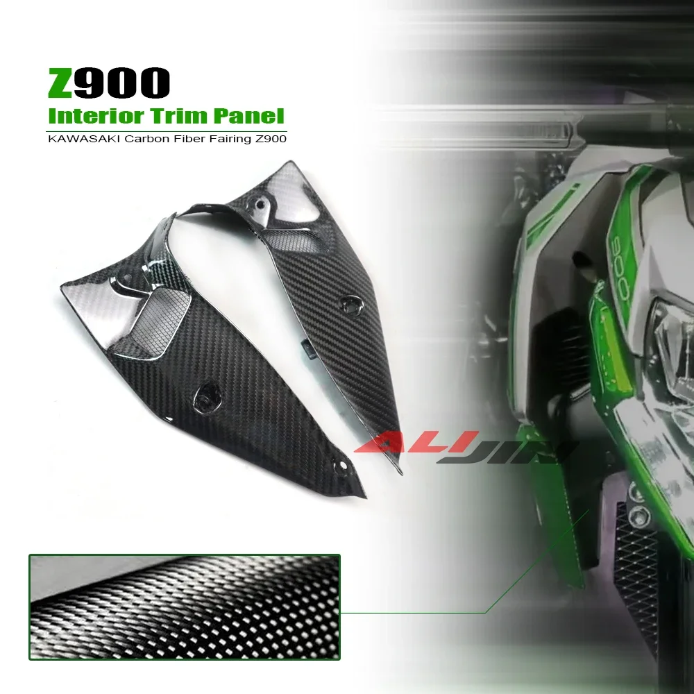 

Real Dry Carbon Fiber For Kawasaki Z900 2020-2023 2021 2022 Side Panel Inner Fairing Side Cover Inner Ventilation Pipe Guard