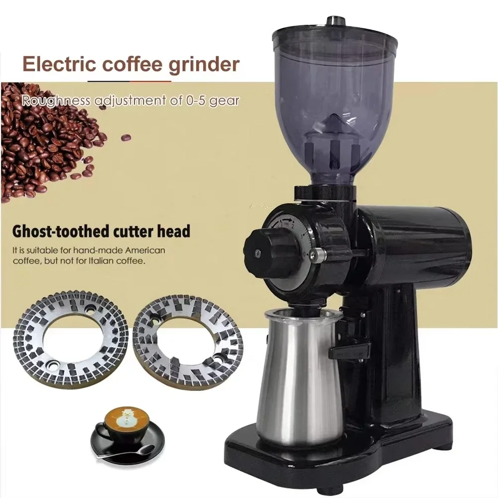 110V Electric Coffee Bean Grinder Ghost Teeth Burr Small Steel Cannon Mill Commercial & Household Use