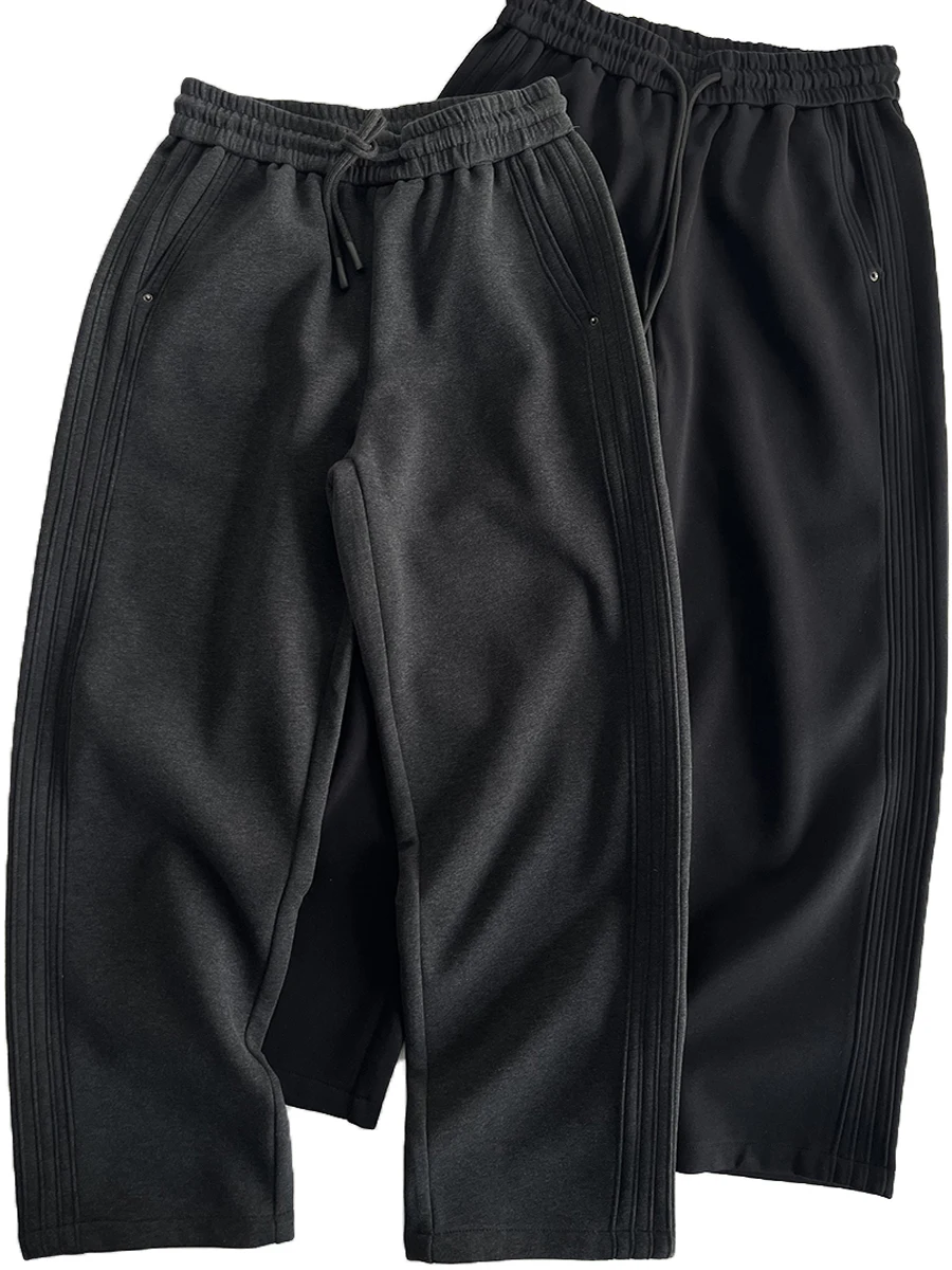 

High Quali Thiened Winter Straight Leg Pants Loose Fit Fce Lined Faionable Brand Men's Sweatpants Youth Trendy