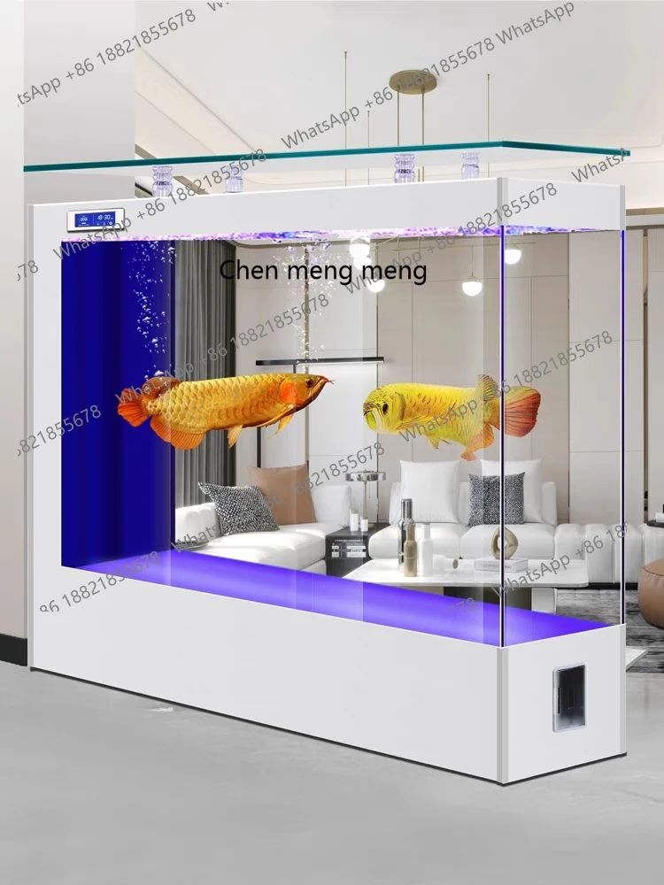 Screen partition living room, intelligent ultra-white glass goldfish tank ecological water box