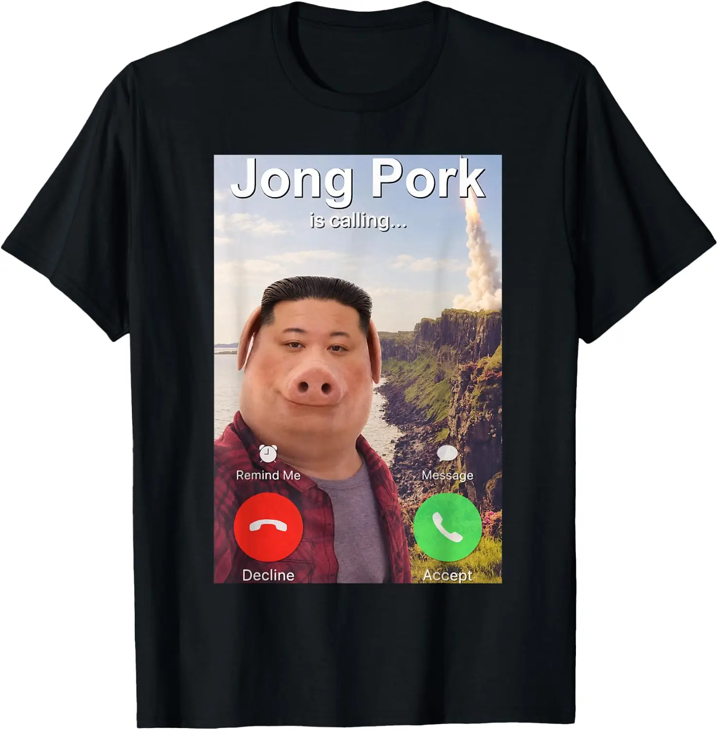 Jong Pork Is Calling Funny Brainrot Meme T-Shirt Premium heavyweight pure cotton—stylish, versatile, and unisex; a perfect Christmas gift suitable for year-round wear.