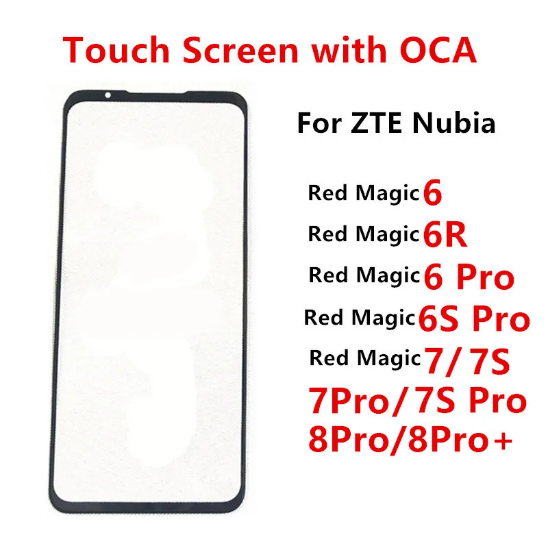 Front Glass For  Nubia Red Magic 8 pro 6 6R 6S 7 Touch Screen LCD Display Out Panel Cover Repair Replace Parts   OCA