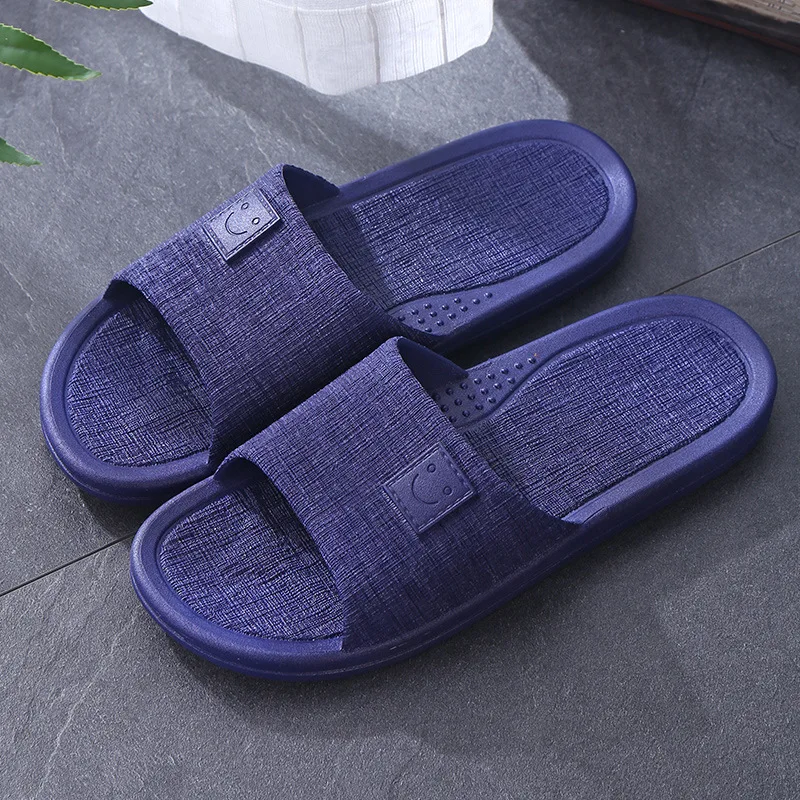 Men's Home Square Smiley Non-slip Slippers Home Bathroom Special Anti-water PVC Sandals Adult Indoor Shoes