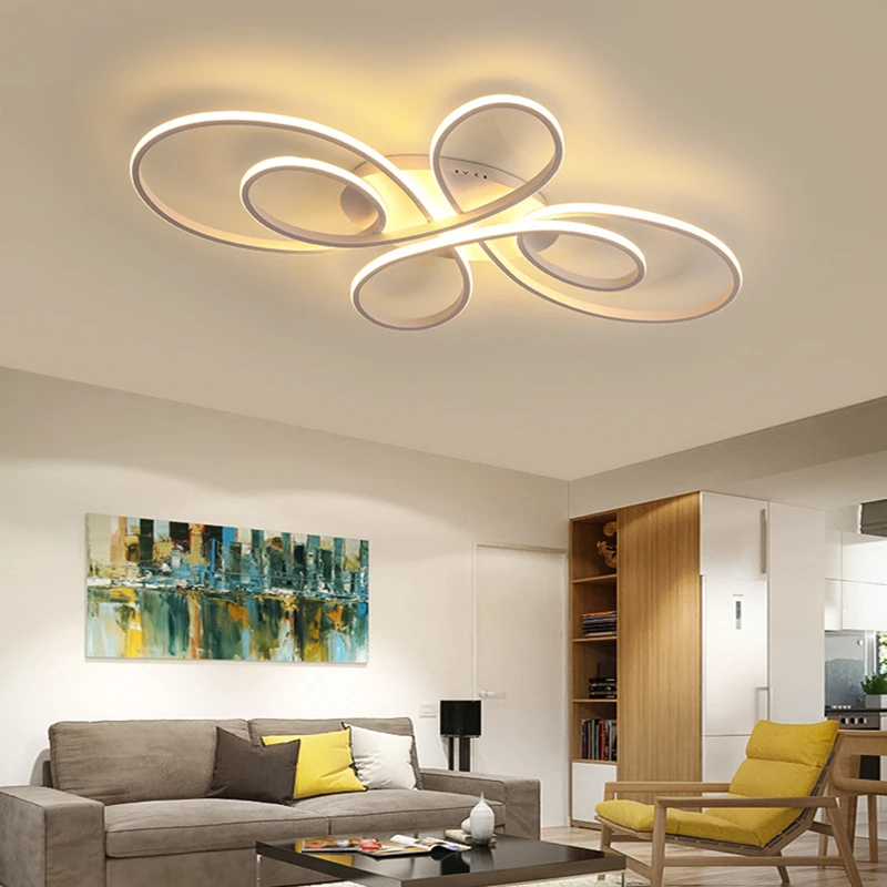 Modern Led Ceiling Light Nordic Living  Room Bedroom Ceiling Lamps White/Black Home Decor Ceiling Chandelier With Remote Control