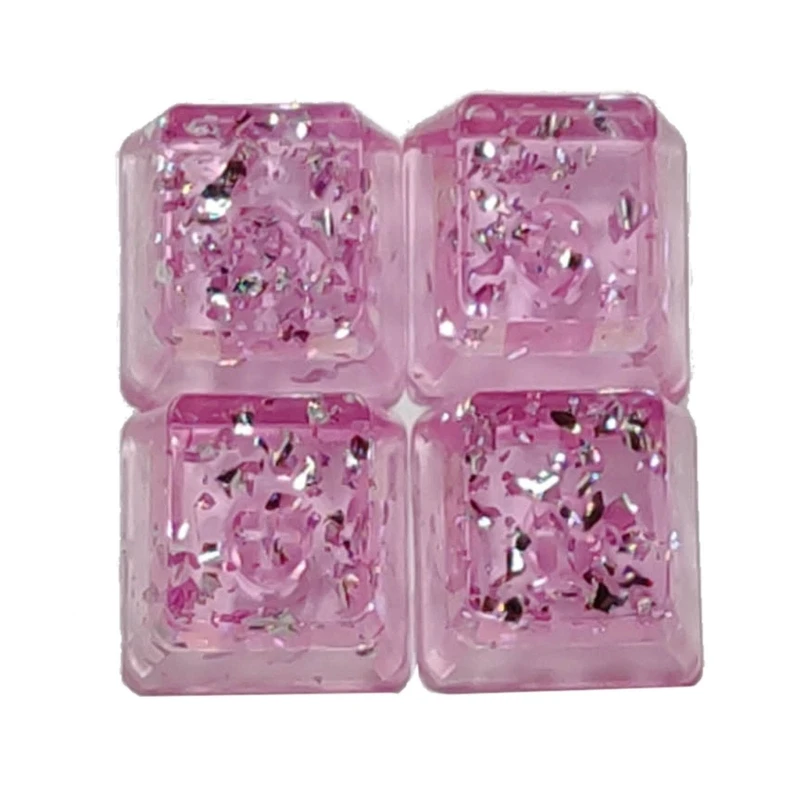 Customized Resin Keycap OEM Profile R4 Personality Translucent Silver Foil Pink Keycap for Mechanical Keyboard F19E