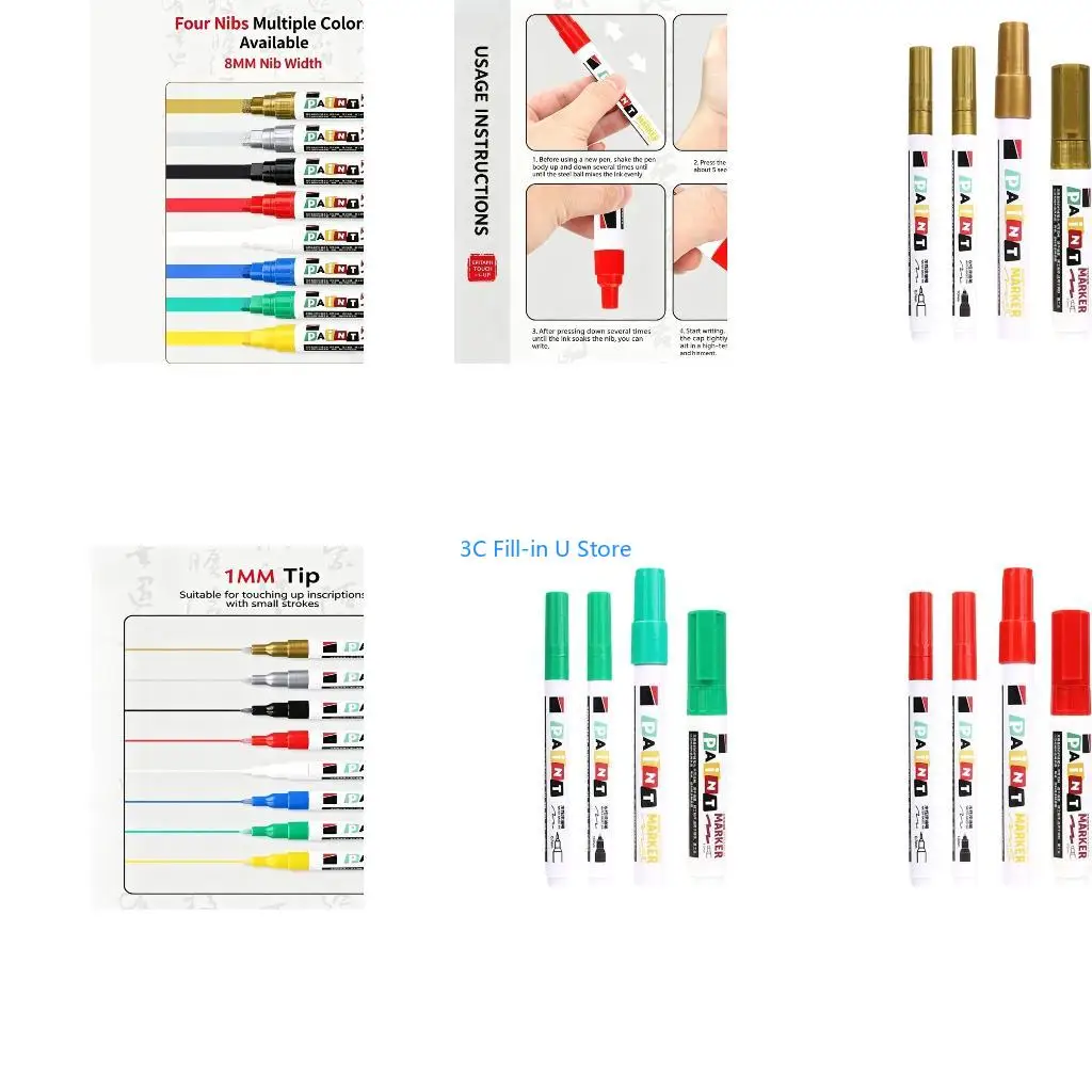 G8TA 4Pcs Waterproof And Oil Proof Stone Monument Paint Pen for Gravestones Tombstone
