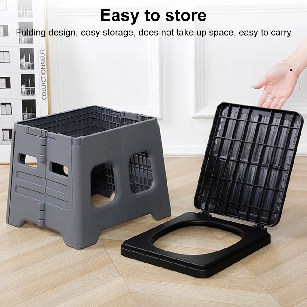 مرحاض محمول قابل للطي مع غطاء للسفر، قعادة محمولة متعددة الوظائف قابلة للطي في الهواء الطلق لحالات الطوارئ