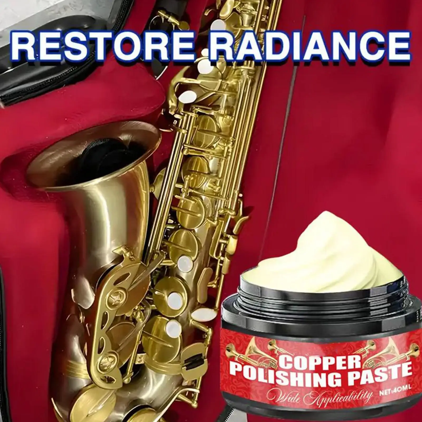 40ml One Wipe Bright Copper Polishing Cream Scratch Free Repair Oxidation Removal Metal Polis h For Trumpet Trombone Saxophone