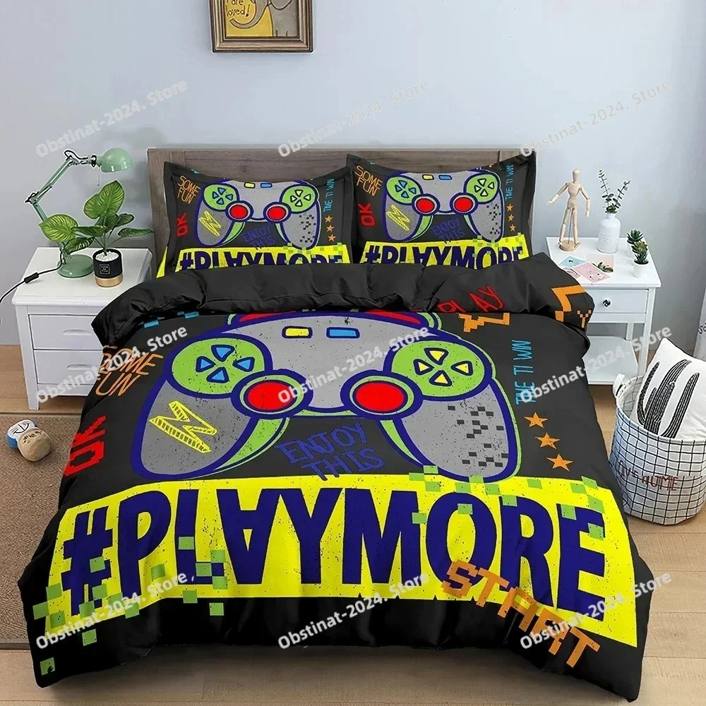 

Duvet Cover Set Boys Kids Game Bedding Bed Set Gamepad Pattern Quilt Cover Comforter Cover Gamer Bedding Set