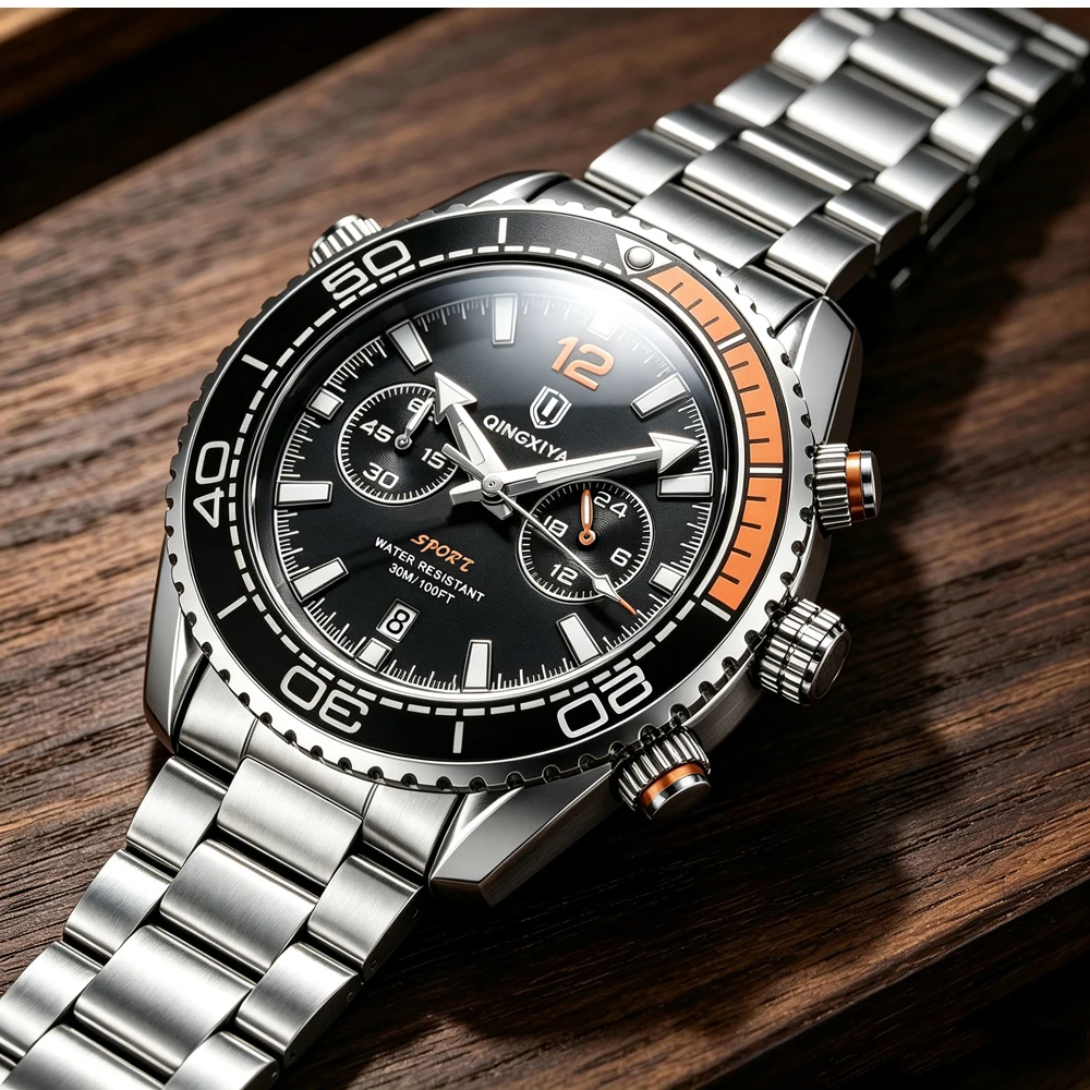 QINGXIYA Marken-Luxus-Herrenarmbanduhr Sport-Chronograph Wasserdicht Leuchtend Datumsanzeige Uhren für Herren Casual Quarz Herrenuhr Reloj – Detail 7