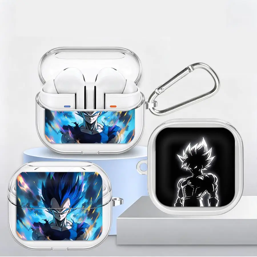 Case For Xiaomi Redmi Buds 6 Pro 8 Lite 8Active 6Active 5 7 Clear Earphone Cover With Hook Dragon Balls Vegeta Anime