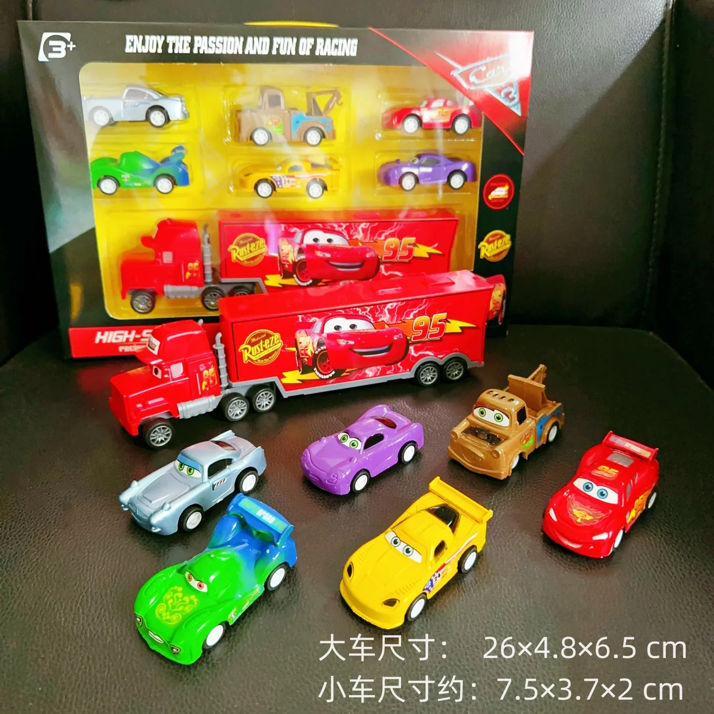 7/12 個ディズニーピクサーカーズプルバック車両ライトニングマックィーンマーターチャンピオントラックボーイ誕生日おもちゃ車モデルおもちゃギフトセット